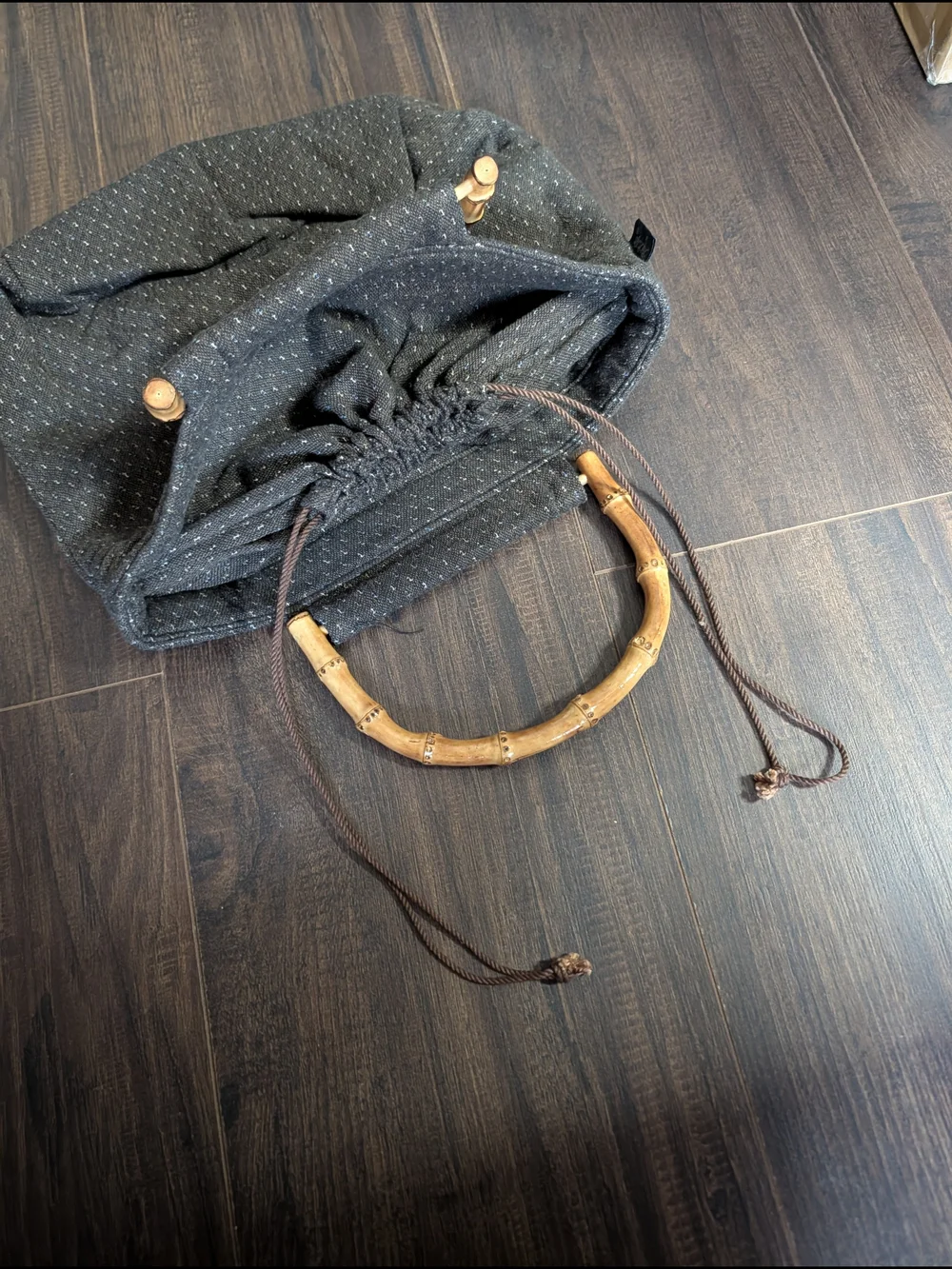 Suiran Kobo Handmade Japanese Woven Sashiko Bamboo Top Handle Handbag Bag